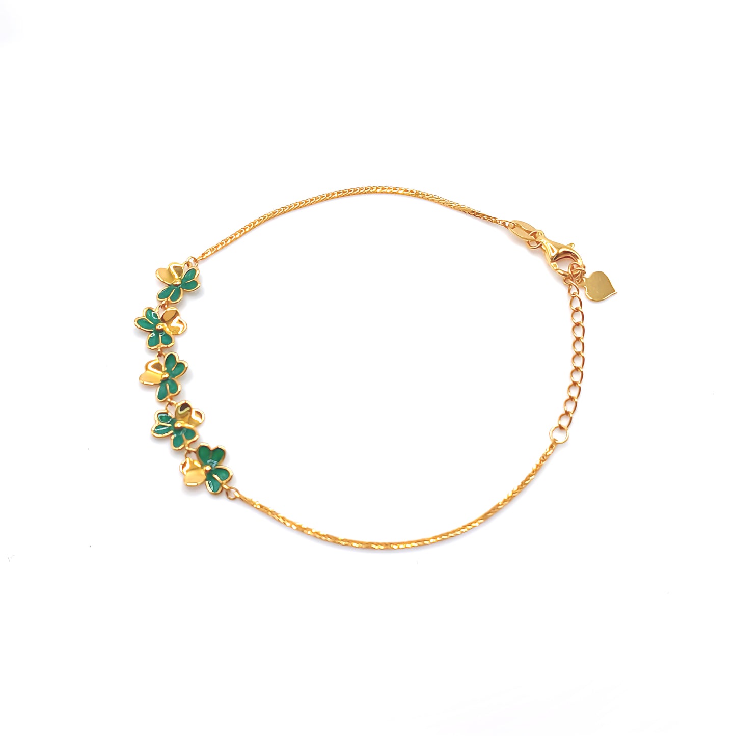 22K / 916 Gold - Inspire Chieti Green Mini Clover Bracelet - 2.51 gm