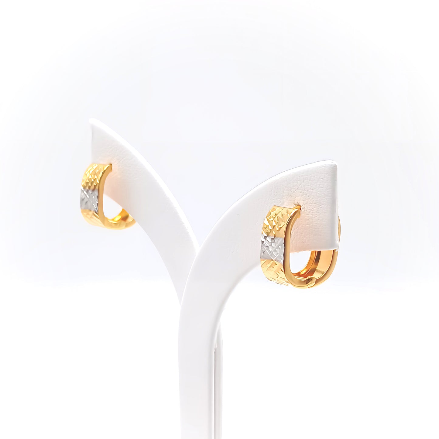 22K / 916 Gold - Inspire Jubilee Double Tone Mini Checker Earring - 2.58 gm