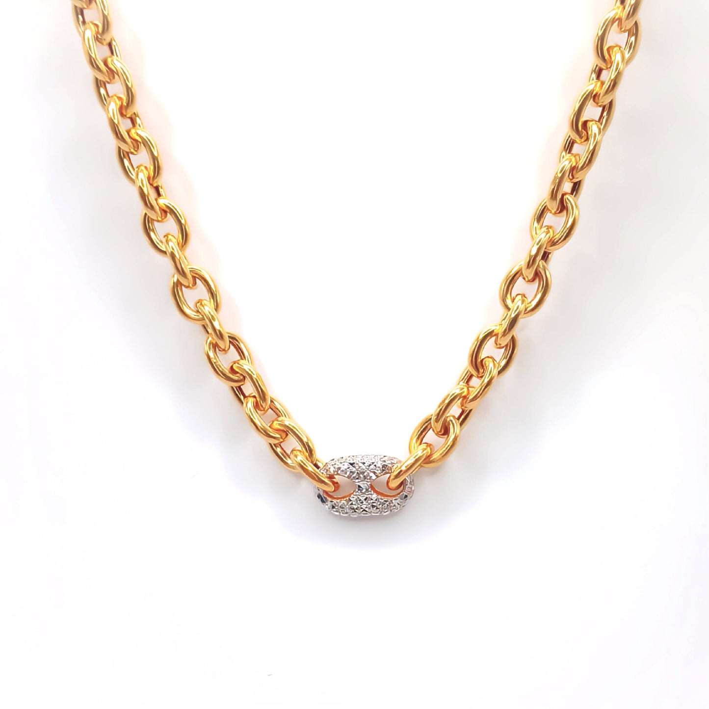 22K / 916 Gold - 2 Tones Jubilee Modest Necklace - 26.87 gm