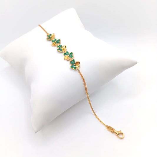 22K / 916 Gold - Inspire Chieti Green Mini Clover Bracelet - 2.51 gm
