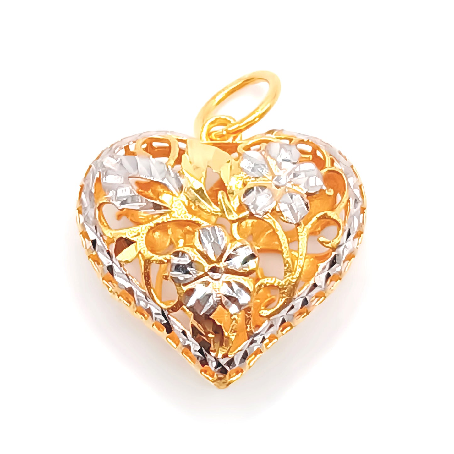 22K / 916 Gold - 2 Tones Combe Heart Pendant - 5.58 gm