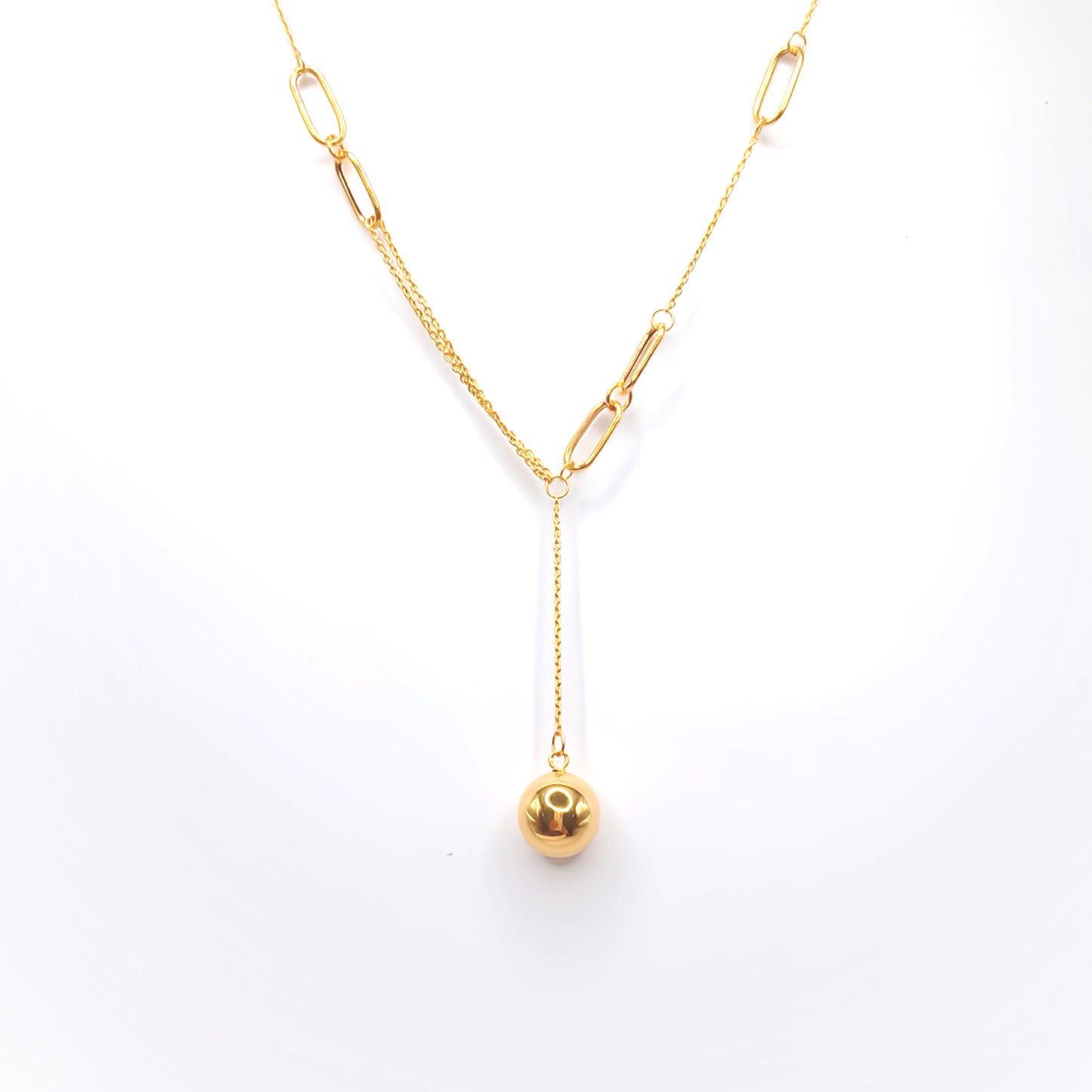 22K / 916 Gold - Modest Oval Link Ball Necklace - 7.67 gm