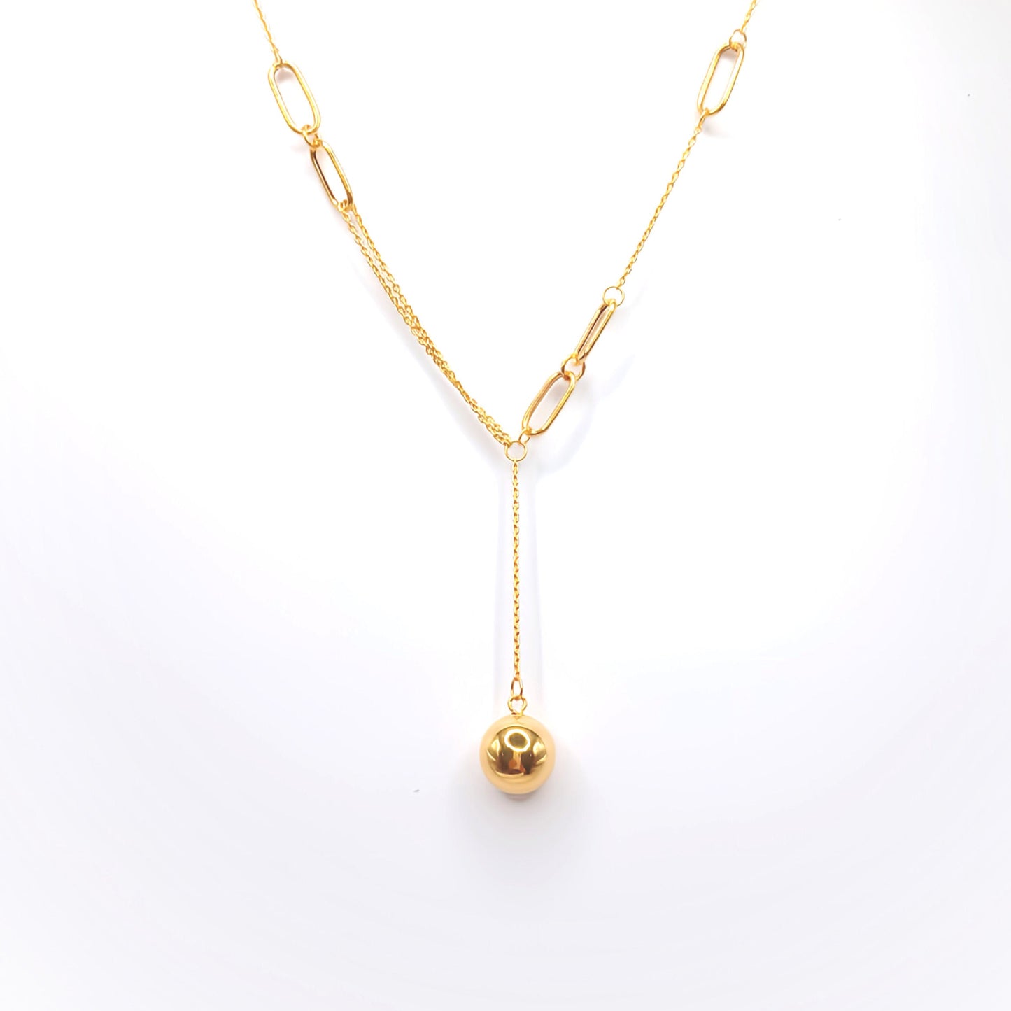 22K / 916 Gold - Modest Oval Link Ball Necklace Twin - 7.67 gm