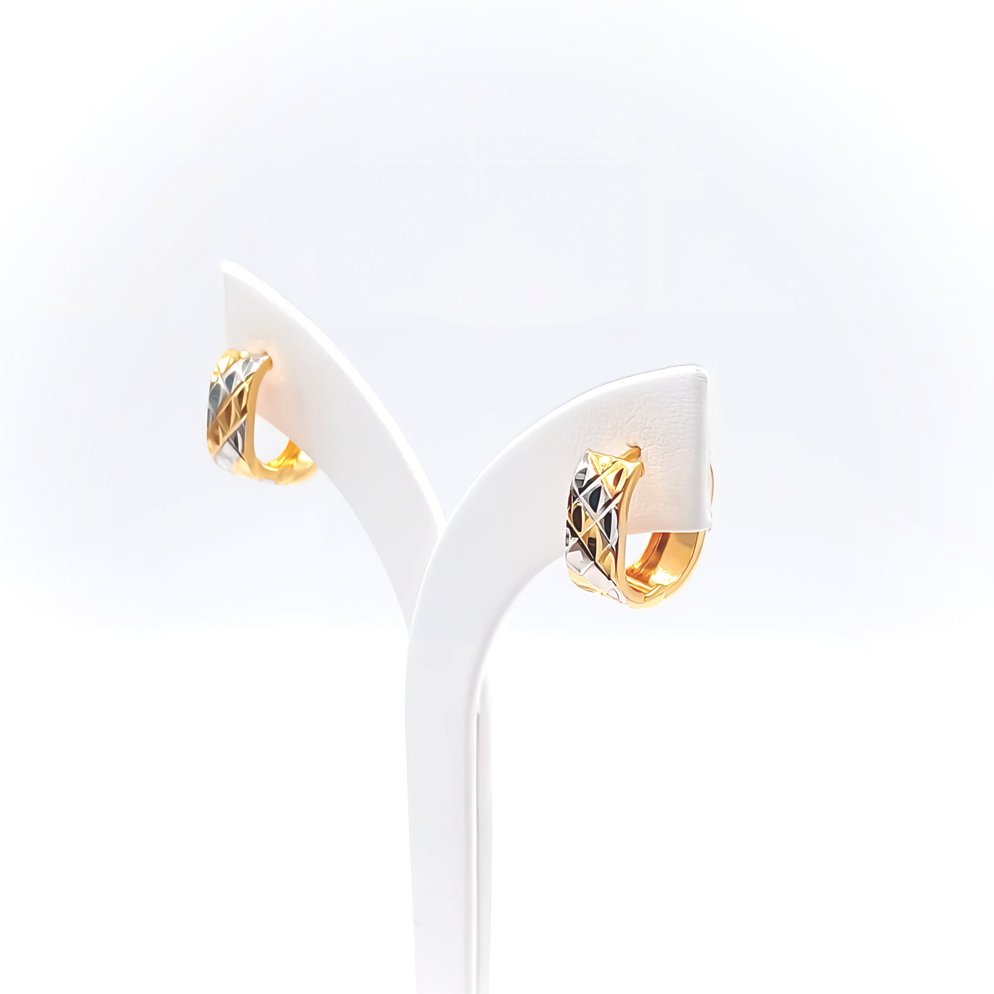 22K / 916 Gold - Inspire Jubilee Double Tone Checker Earring - 2.58 gm