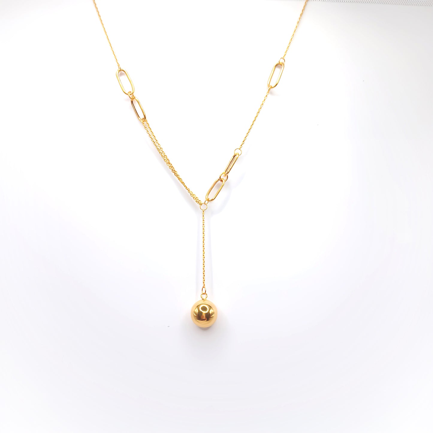 22K / 916 Gold - Modest Oval Link Ball Necklace - 7.33 gm