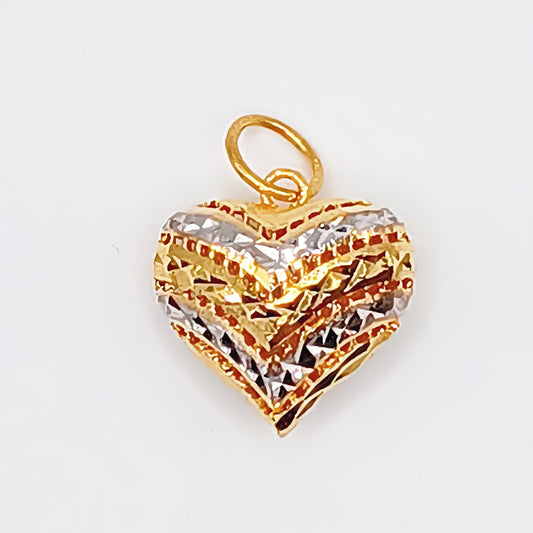 22K / 916 Gold - 2 Tones Heart Pendant - 5.23 gm