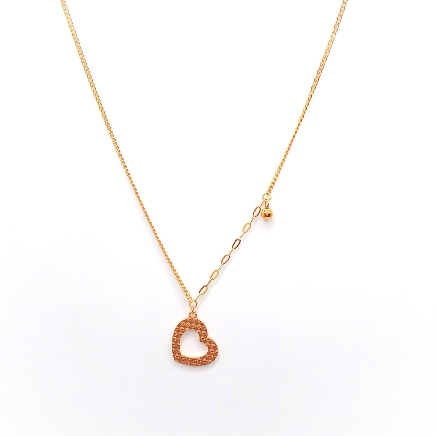 22K / 916 Gold - Sequin Heart With Flat Necklace - 4.10 gm