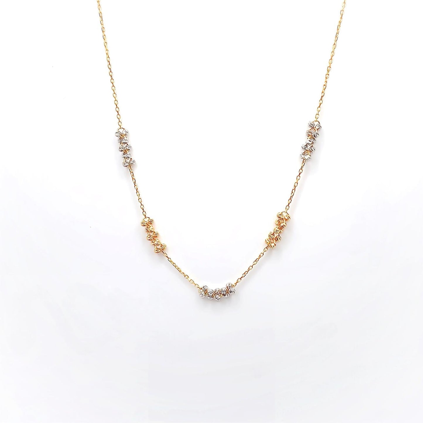 22K / 916 Gold - 2 Tones Ball Cable Necklace - 5.99 gm