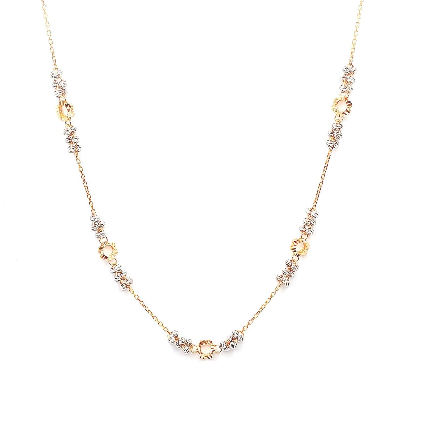 22K / 916 Gold - 2 Tones Ball Cable Necklace - 7.81 gm