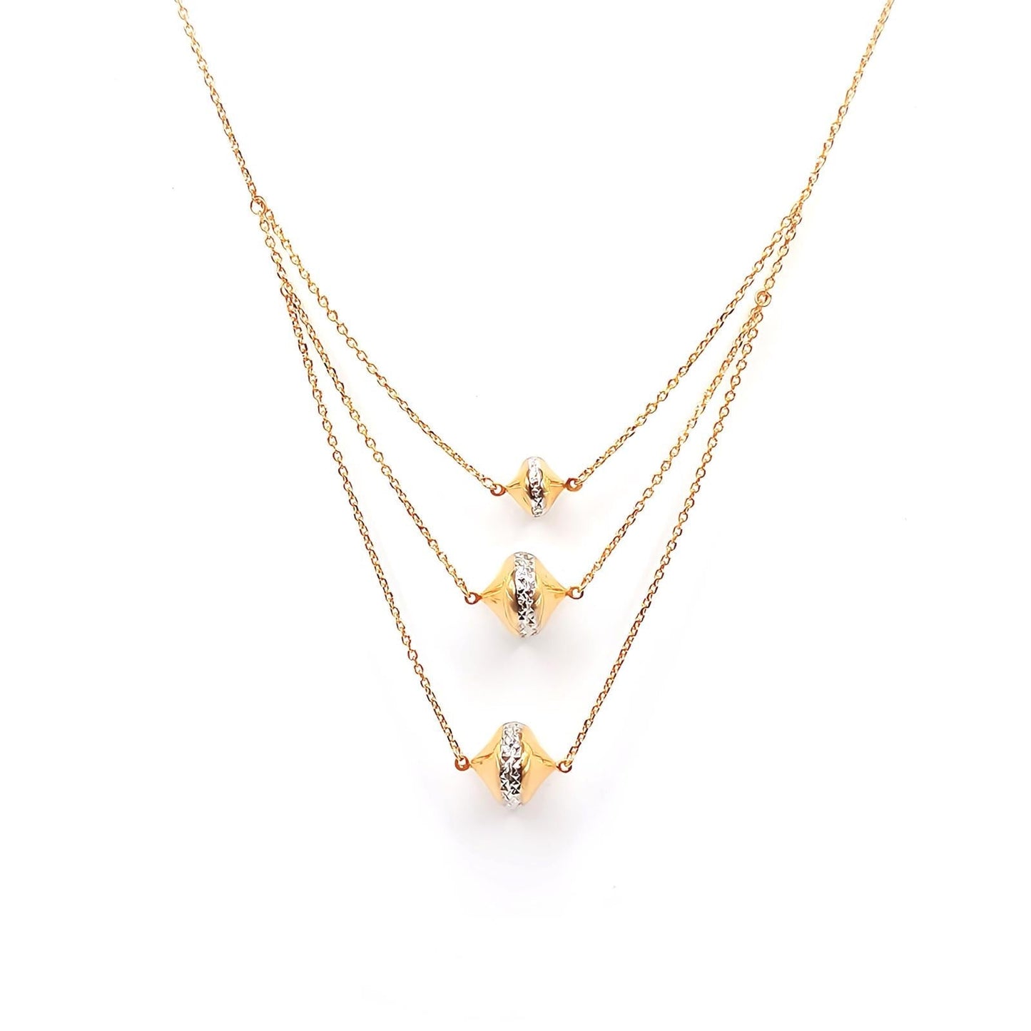 22K / 916 Gold - Inspire 2 Tones 3 Layers Teardrop Necklace - 8.54 gm