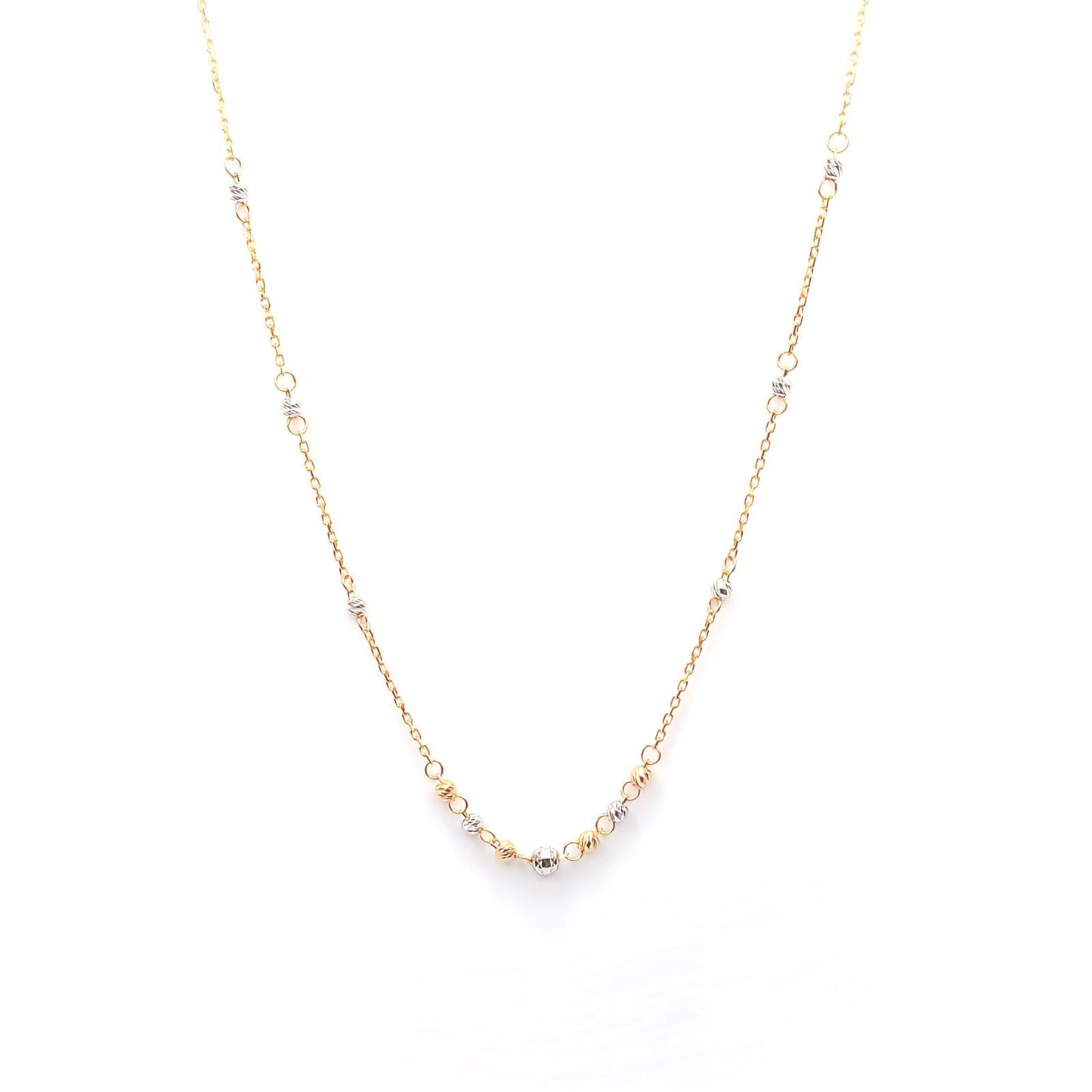 22K / 916 Gold - 2 Tones Ball Cable Necklace - 4.85 gm