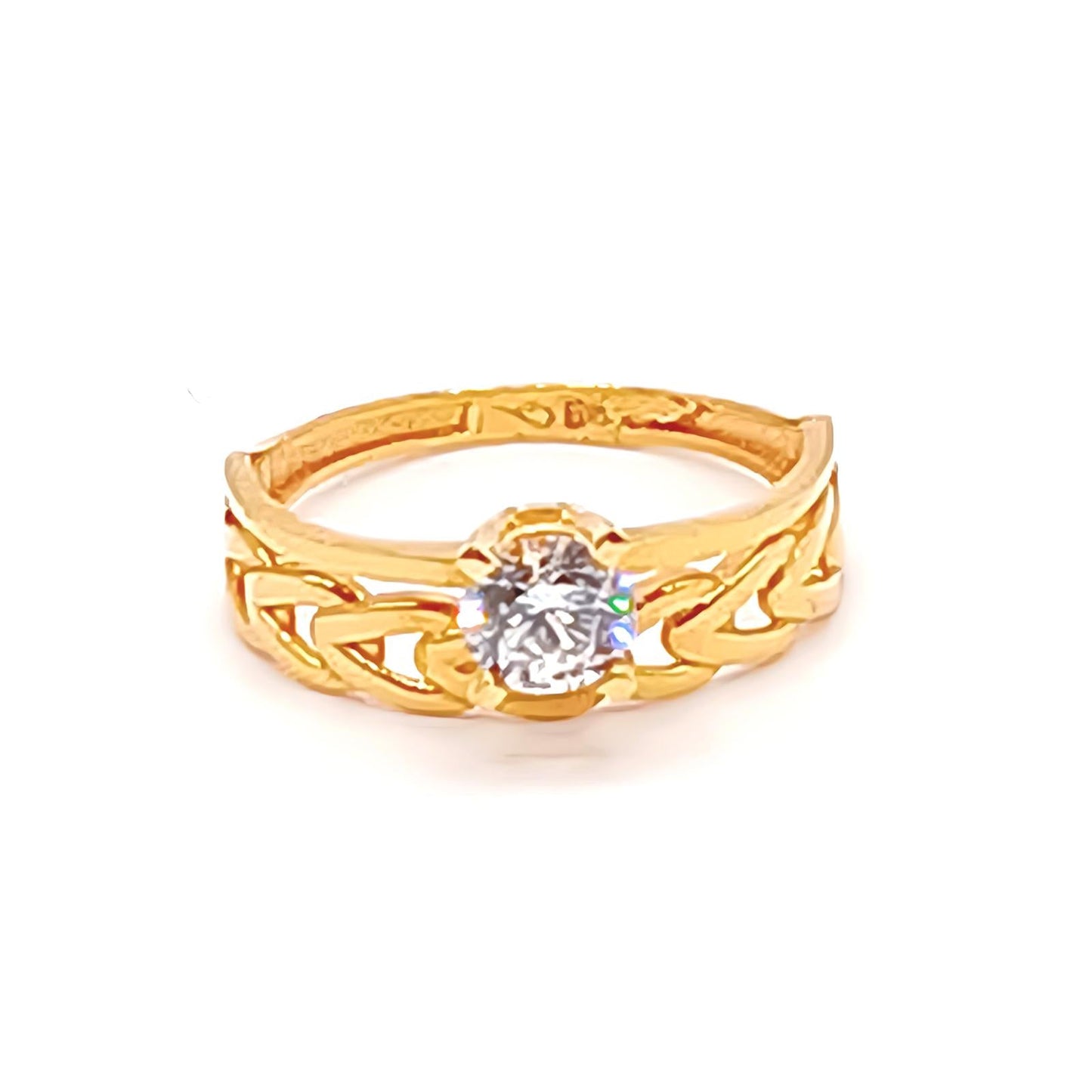 22K / 916 Gold - Inspire Solitaire White Stone Ring - 2.54 gm