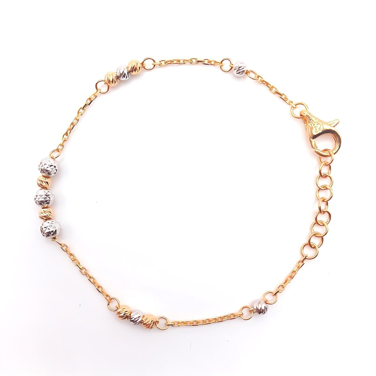 22K / 916 Gold - 2 Tones Ball Cable Bracelet Twin - 3.07 gm