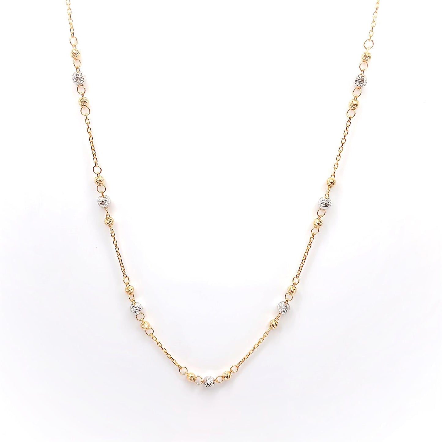 22K / 916 Gold - 2 Tones Ball Cable Necklace - 5.87 gm