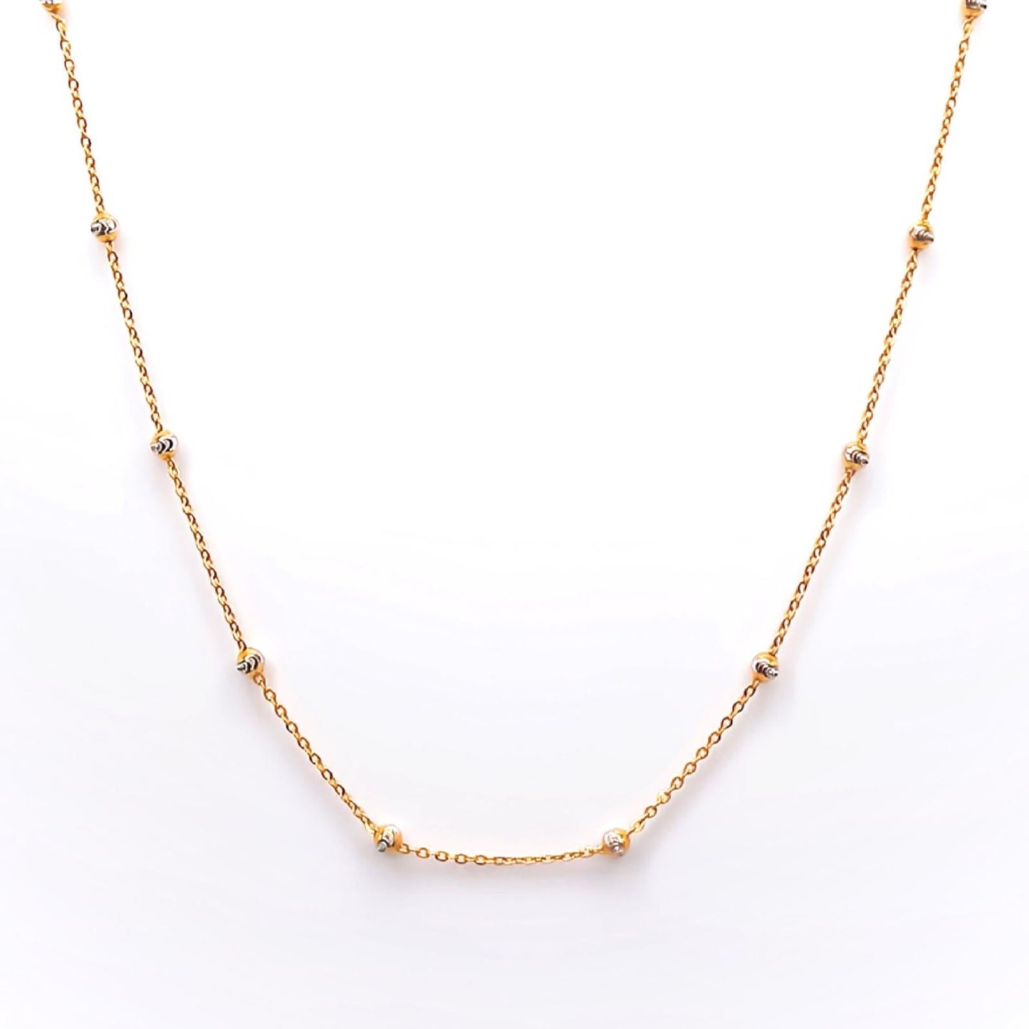 22K / 916 Gold - Inspire 2 Tones Ball With Swastika Necklace - 3.13 gm