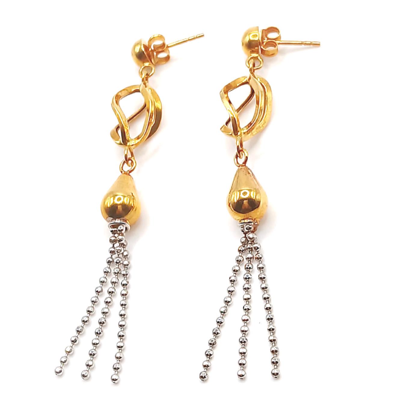 22K / 916 Gold - Inspire 2 Tones Pendulous Earring - 6.32 gm