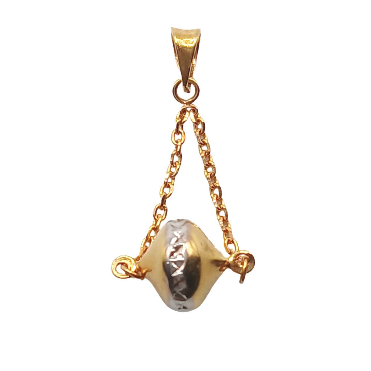 22K / 916 Gold - 2 Tones Pendulous Ball Pendant - 1.14 gm