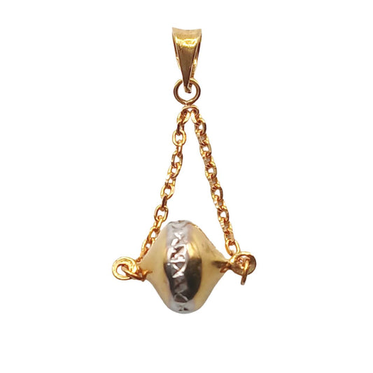 22K / 916 Gold - 2 Tones Pendulous Ball Pendant - 1.14 gm