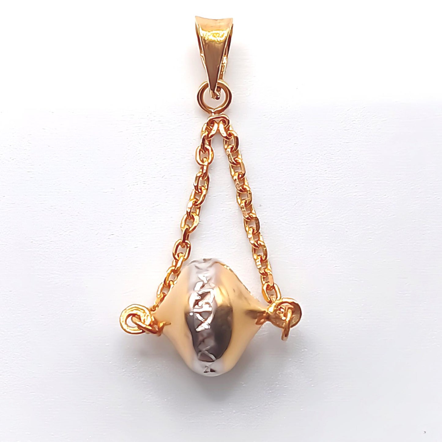 22K / 916 Gold - 2 Tones Pendulous Ball Pendant - 1.14 gm