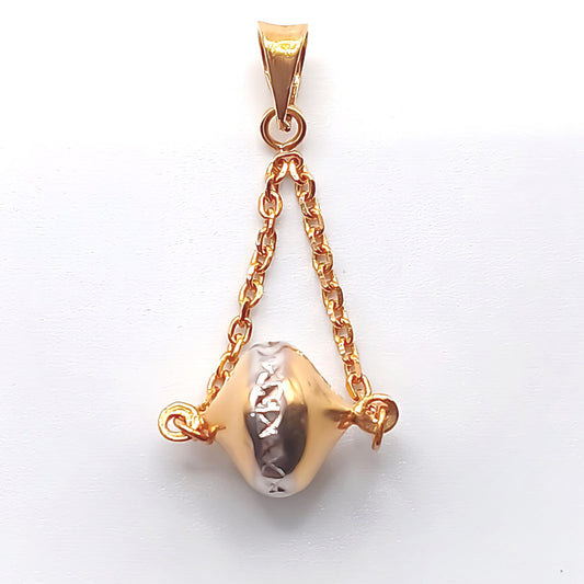 22K / 916 Gold - 2 Tones Pendulous Ball Pendant - 1.14 gm