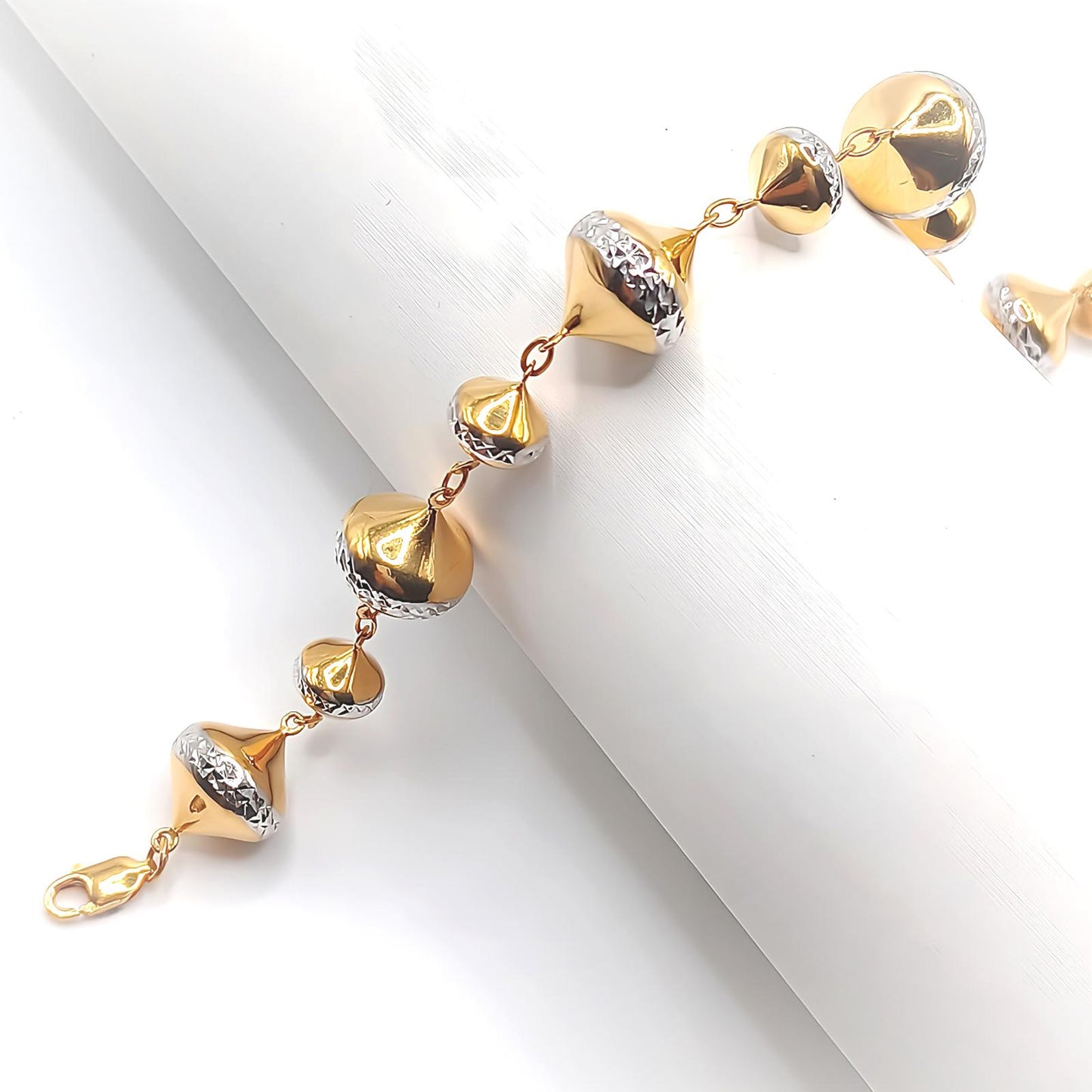22K / 916 Gold - Inspire 2 Tones Teardrop Bracelet - 12.46 gm