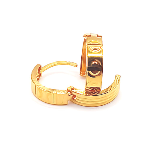 22K / 916 Gold - D/Cut Round Clip Earring - 2.54 gm