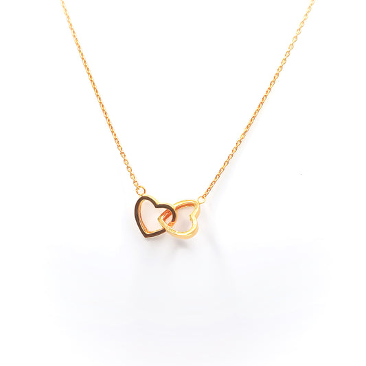 22K / 916 Gold - Double Modest Heart Swastika Necklace - 6.09 gm