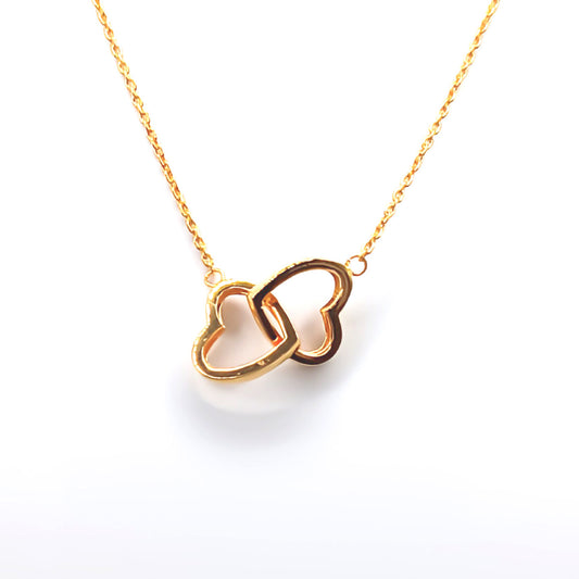 22K / 916 Gold - Double Modest Heart Swastika Necklace - 6.09 gm