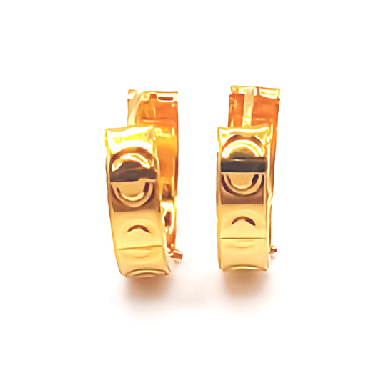22K / 916 Gold - D/Cut Round Clip Earring - 2.54 gm