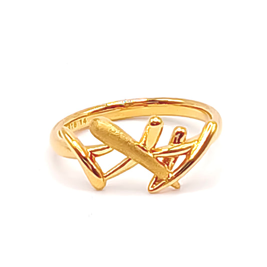 22K / 916 Gold - Inspire Chieti Criss Cross Swastika Ring - 3.31 gm