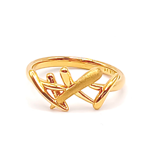 22K / 916 Gold - Inspire Chieti Criss Cross Swastika Ring - 3.31 gm