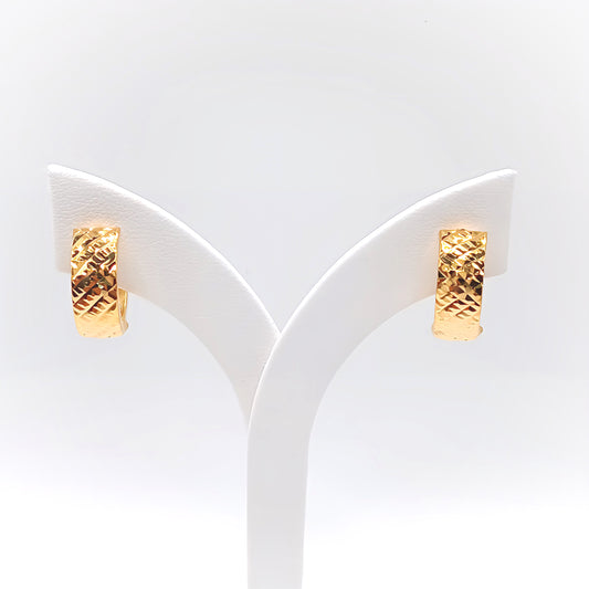 22K / 916 Gold - Inspire Jubilee Double Tone Mini Checker Earring - 2.58 gm