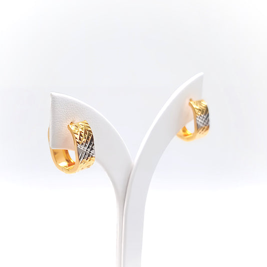 22K / 916 Gold - Inspire Jubilee Double Tone Mini Checker Earring - 2.58 gm