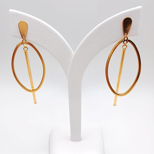 22K / 916 Gold - Inspire Modest Cylinder Oval Earring - 5.73 gm