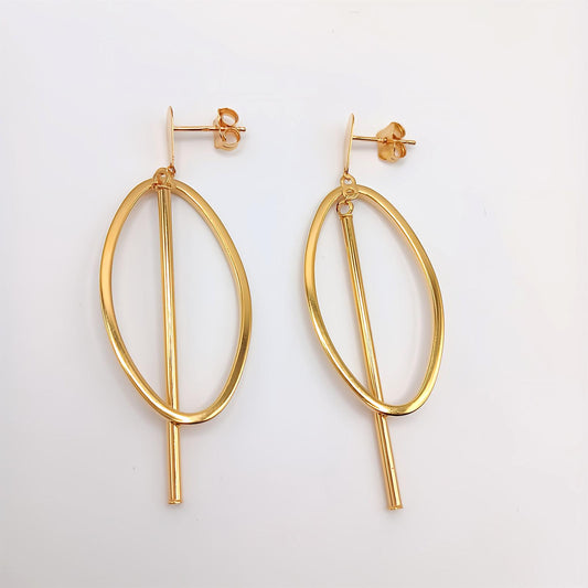 22K / 916 Gold - Inspire Modest Cylinder Oval Earring - 5.73 gm
