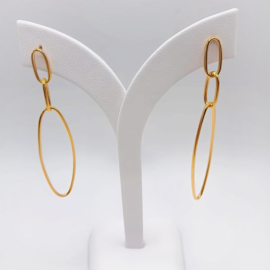 22K / 916 Gold - Inspire 3 Oval Pendulous Earring - 3.92 gm