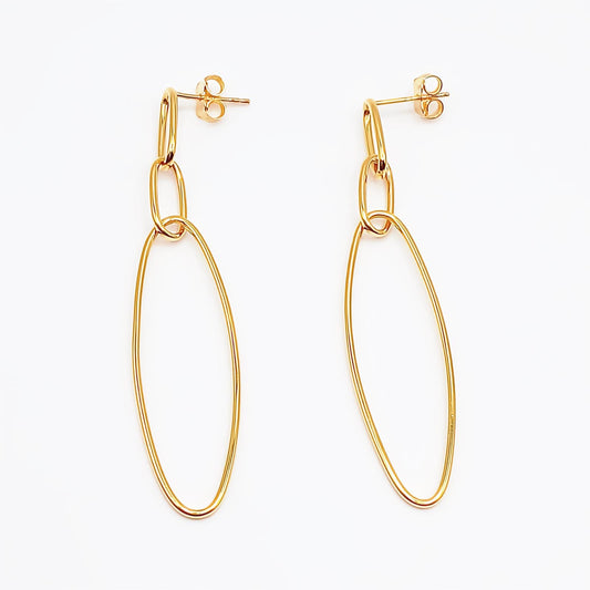 22K / 916 Gold - Inspire 3 Oval Pendulous Earring - 3.92 gm