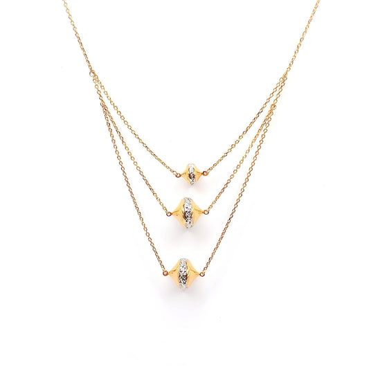22K / 916 Gold - Inspire 2 Tones 3 Layers Teardrop Necklace - 8.54 gm