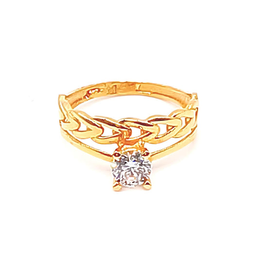 22K / 916 Gold - Inspire Solitaire White Stone Ring - 2.64 gm