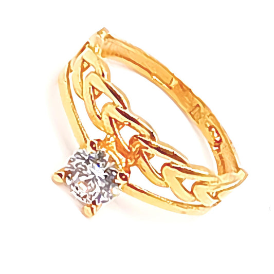 22K / 916 Gold - Inspire Solitaire White Stone Ring - 2.64 gm