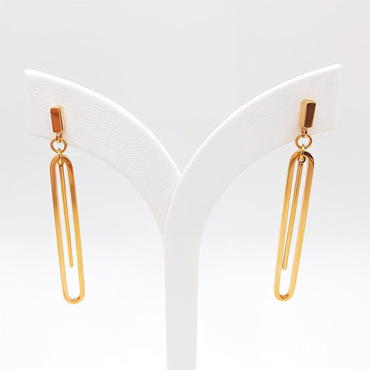 22K / 916 Gold - Inspire Paper Clip Pendulous Ear Stud - 4.23 gm
