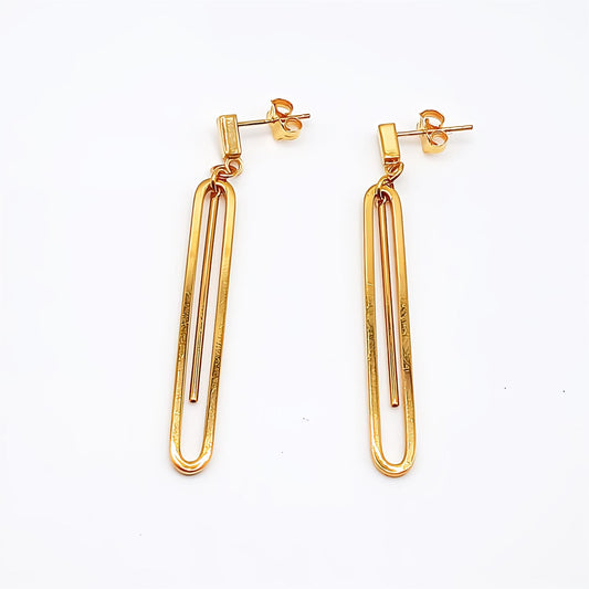 22K / 916 Gold - Inspire Paper Clip Pendulous Ear Stud - 4.23 gm