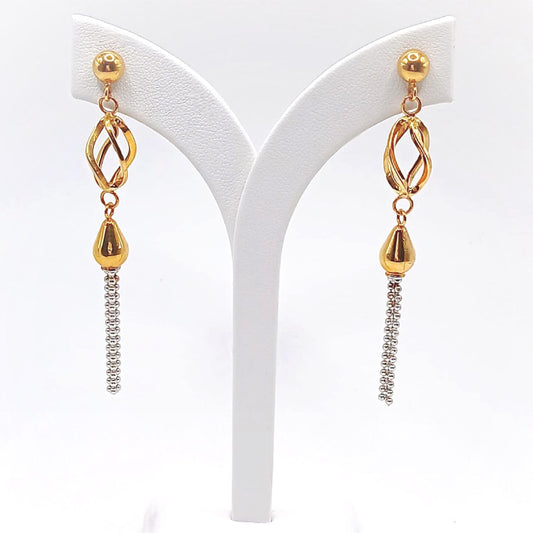 22K / 916 Gold - Inspire 2 Tones Pendulous Earring - 6.32 gm
